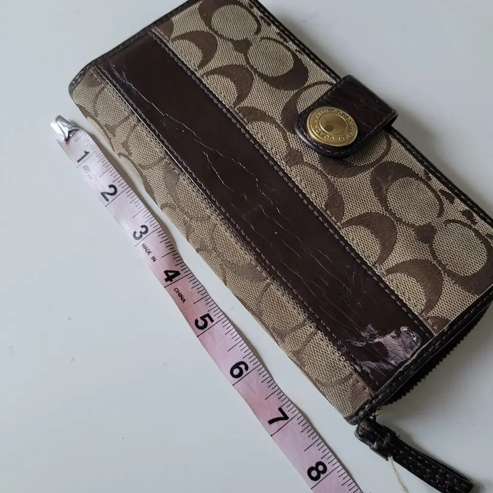 Coach Vintage Wallet Brown Logo HO842-41631 Zipper Flaw - Picture 12 of 14